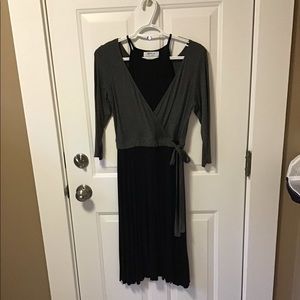 Anthropologie Charcoal gray and black dress.